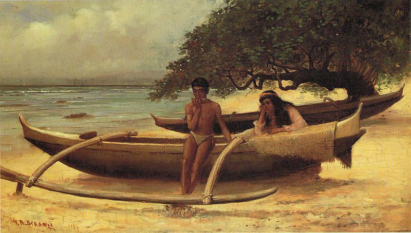 unknow artist Hawaiian Canoe, Waikiki, Norge oil painting art